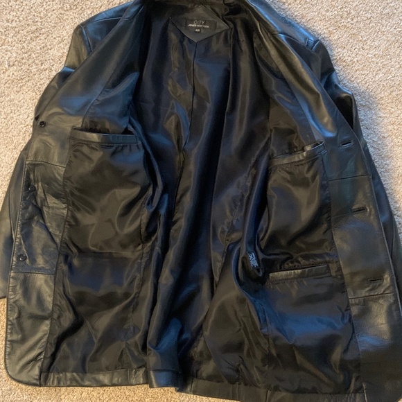 City Jones New York NY Mens Genuine Leather Blazer Sport Coat Jacket Black 40R - Picture 4 of 11